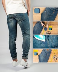 Zefffka Denim Iron-On Jean Patches Strongest Glue 100 Cotton Assorted Shades Of