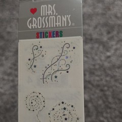 Mrs. Grossman’s Blue & Silver Glitter Star Swirl Dots Scrapbooking Sticker Sheet
