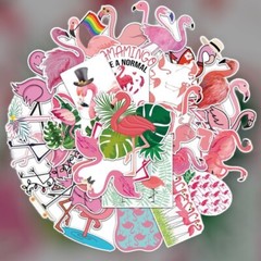 Pink Flamingo Sticker Vinyl Decal Travel Vacation Beach Animals Florida 50pc Lot