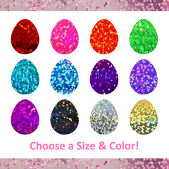 Holographic Sparkle Egg Stickers! – 0.5 to 4 inch – Choose a Size and Color!