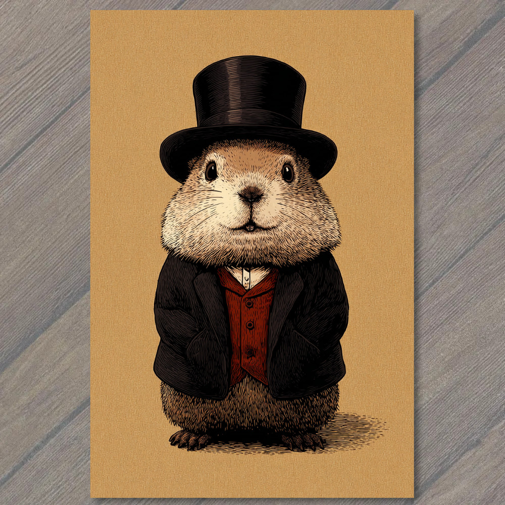 STICKER Groundhog Top Hat Formal Coat Dapper Groundhog Day Gentleman Critter