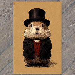 STICKER Groundhog Top Hat Formal Coat Dapper Groundhog Day Gentleman Critter