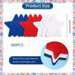 360 Pcs Patriotic Star Cutouts Paper Stars 4th of July Red, White, Blue
