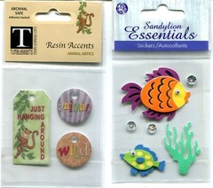 Lot of 17, Animal scrapbook stickers – Horses, Zoo, Farm, Fish, Monkey, Giraffe