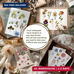 450 Pcs Flower Stickers for Scrapbook Supplies, Dried Pressed Flowers Scrapbook,