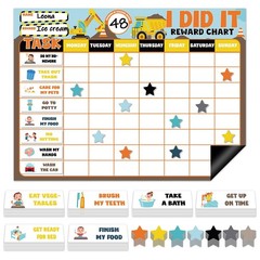 Magnetic Reward Chart for Kids at Home Construction Theme I Did It Motivate B…