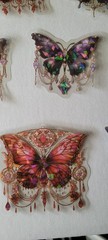(BLH24) Lot 24pc Holographic Transparent Butterfly Stickers Multiple Uses