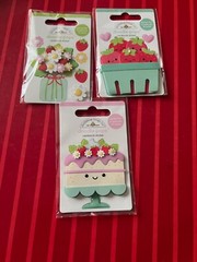 #D107 – BERRY SWEET Strawberries Shortcake & Flowers 3D Doodle-Pops 3D Stickers