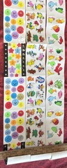 Vintage Sticker Lot Of 3 Rolls Animals Circus Sea Life Smiles & Stars. Variety.
