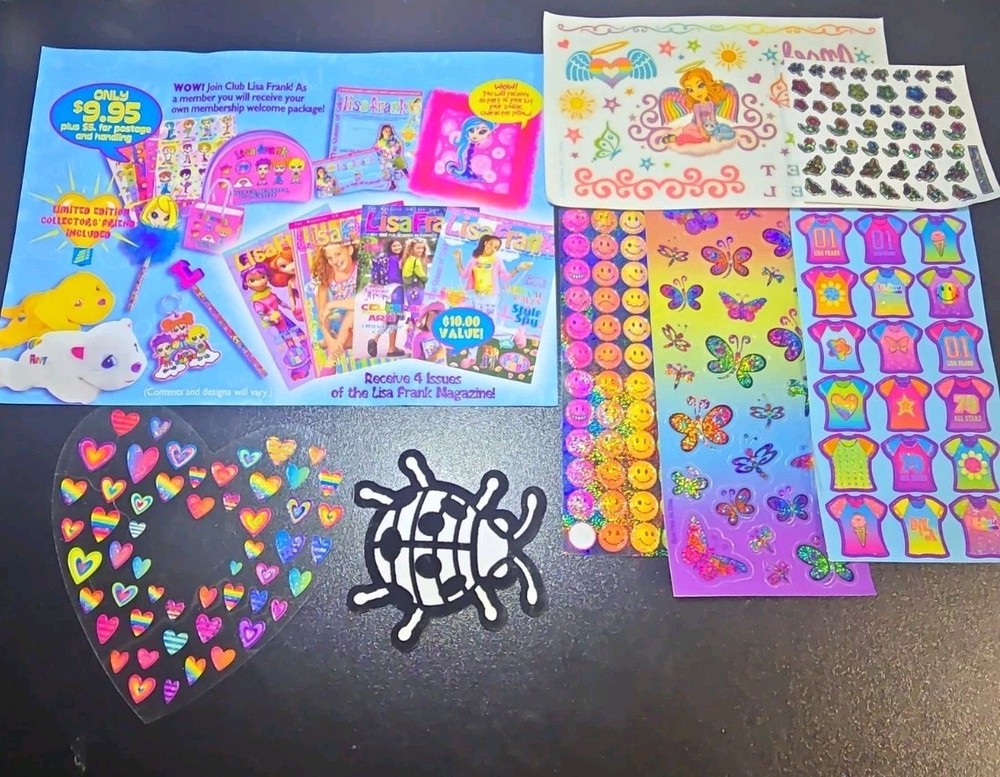 Lisa Frank tattoo And Sticker Bundle Butterfly Jerseys Smily Faces. READ