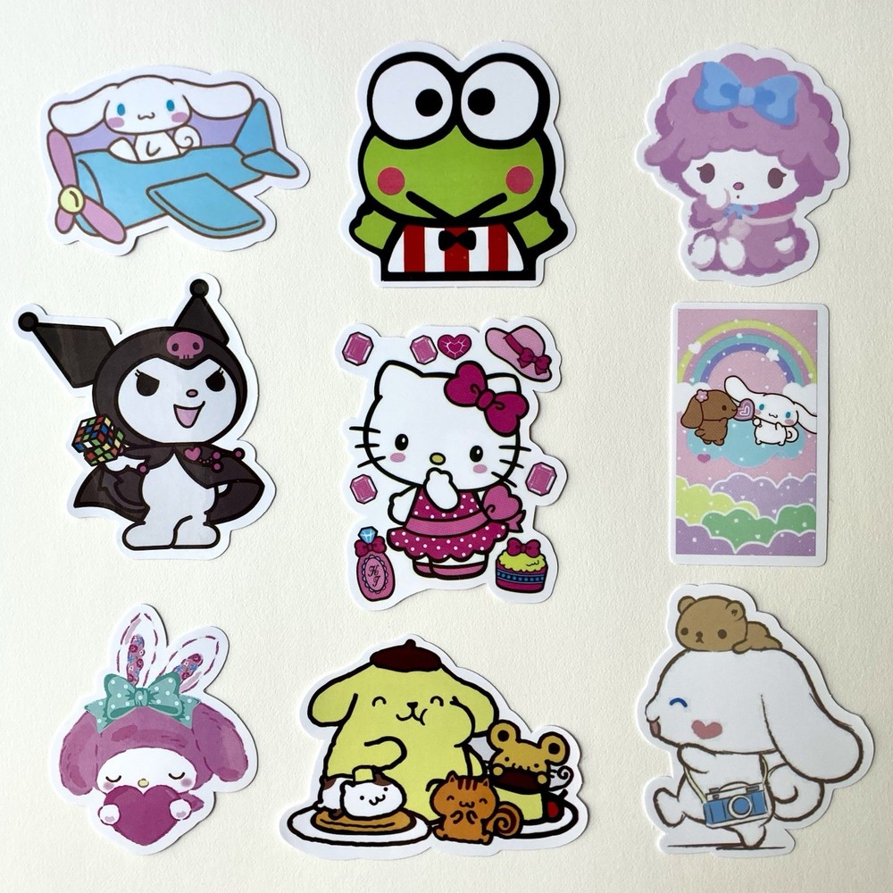 Sanrio Hello Kitty Pink Vinyl Stickers (9 PACK) – Glossy Laminated & Waterproof