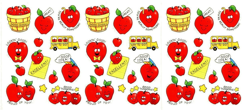 Vintage Hallmark APPLE School BUS Reward Stickers! 3 Sheets