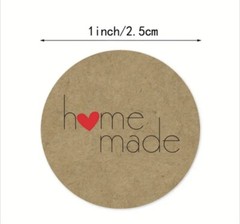 500 pc Sticker Seals Roll Cute Kraft homemade h❤️me made Print Self Adhesive NEW