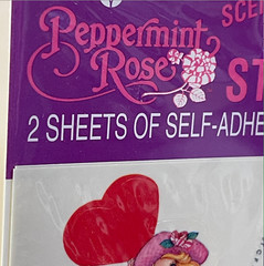 VTG Peppermint Rose Valentine Stickers Scented Hearts Carlton Cards ‘93 Lot Of 2