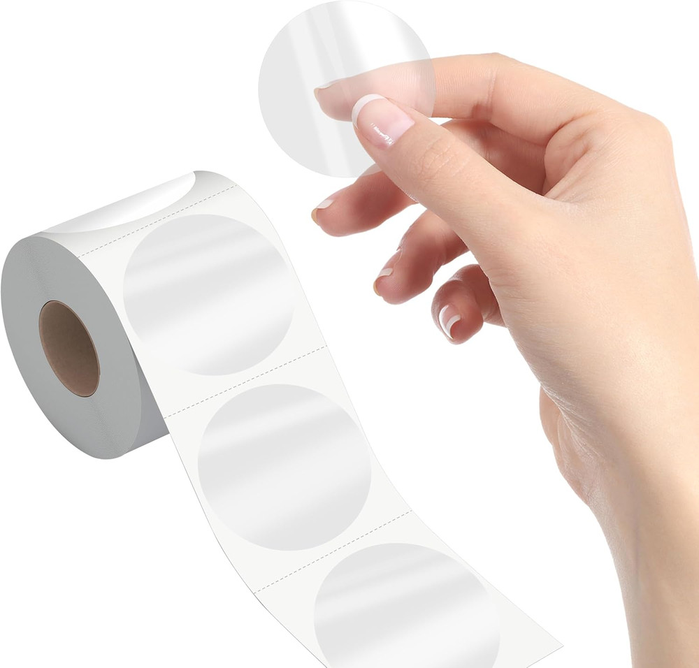 500 PCS round Clear Seal Stickers, Transparent Envelope Mail Wafer Seal Self Adh