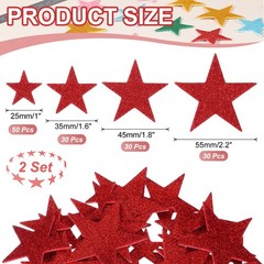 140 x Star Foam Stickers EVA Self Adhesive Glitters, Red