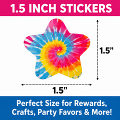 500 Funky Pattern Star Stickers – 1.5″ Multicolor Paper Sticker Rolls