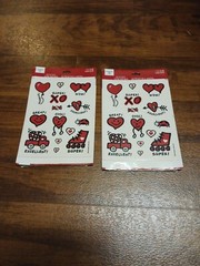 2 Vintage Hallmark Stickers 1990s Made In The USA Hearts Valentine 8 Sheets Per