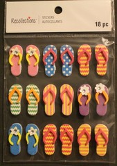 New 9 pairs Colorful Flip Flops dimensional Scrapbooking Stickers Recollections