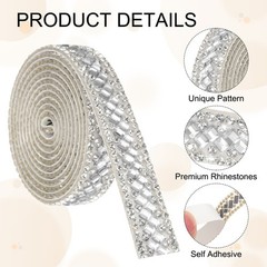 1 Yard Rhinestone Ribbon 3mm x 3mm Crystal Rhinestone Strips White,