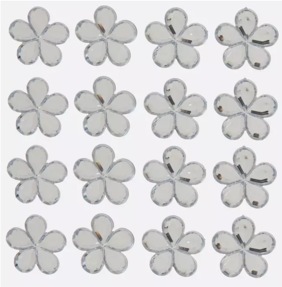 Clear Flower Rhinestone Stickers Self Adhesive Embellishments Crafts Bling