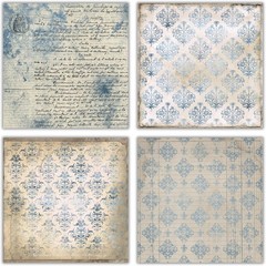 XERE 40 Sheets Blue Scrapbook Paper, 6×6 Ephemera Pattern Paper Pack for Journal