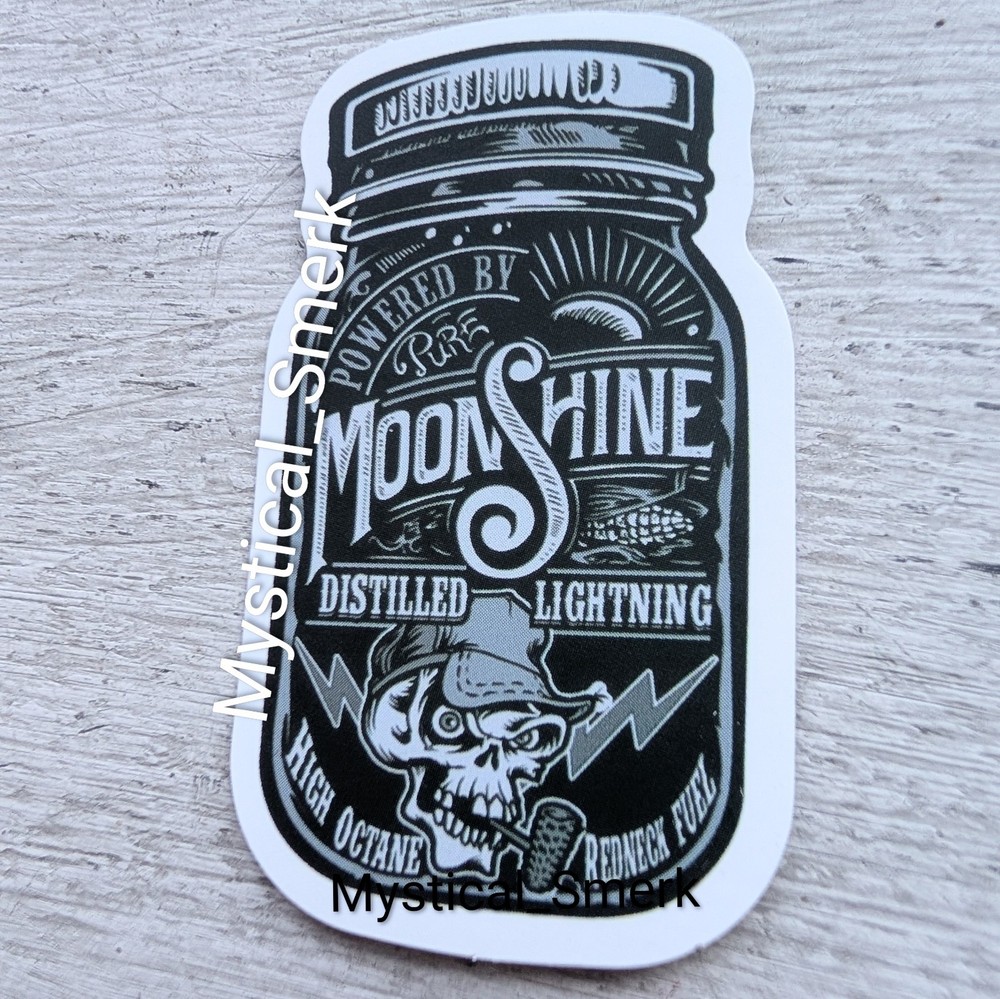 Moonshine Drink Distilled Alcohol Mason Jar Glass Black Sticker 1 Pc