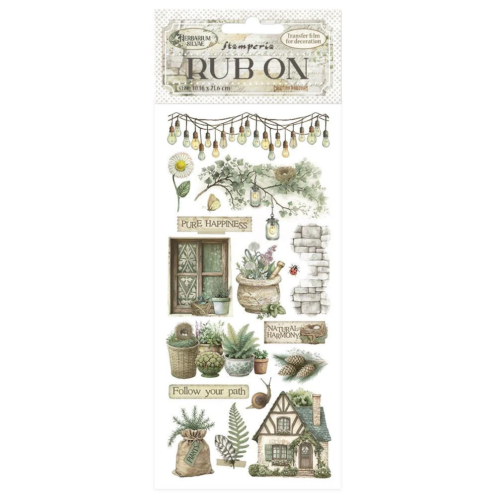 Stamperia Rub-Ons- Herbarium Silvae Cottage, DFLRB209