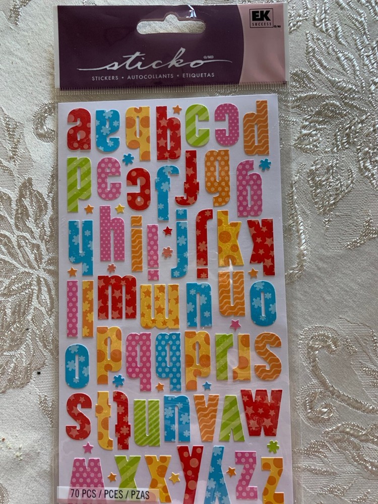 STICKO 1 NEW pkg of lower case stickers. two of each letter a-z