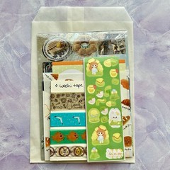 Heisei Retro & Kawaii Stationery Bundle – Random Memos, Stickers, Washi Samples