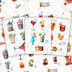 Waterproof Vinyl Cocktail Stickers for Bottles & Laptops, 5.8×4.13 in