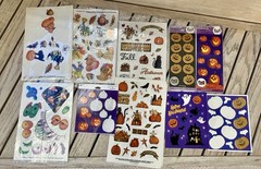 Mixed Lot Of Vintage Halloween / Fall Stickers Used & Sealed