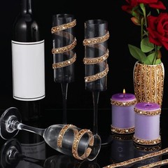 1 Roll 108″ x 0.4″ Gold Bling Crystal Rhinestone Diamond DIY Decor Sticker Decal