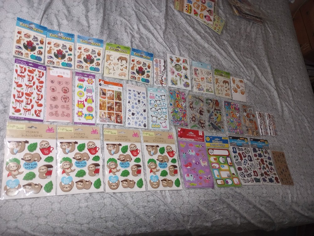 Lot Stickers Autocollants Animals Birds Cats Dogs Monkeys Fox Owl 68 SHEETS NEW