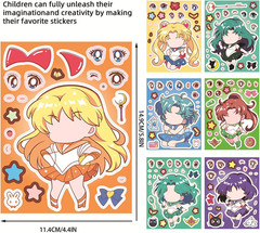 24 Sheets Make-A-Face Cartoon Sailor Anime Moon Stickers for Party Supplies