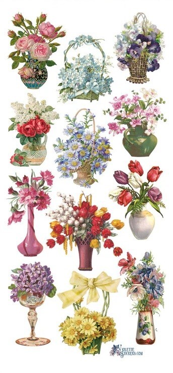 VIOLETTE STICKER – FLOWER VASES – 7 3/4″ x 3 3/4″ 19.5 cm x 9.5cm