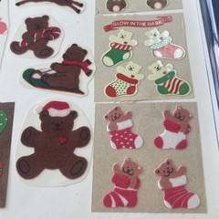 80s Stickers Vintage Large Bears Fuzzy, Glow In Dark Christmas LOT Sandylion!