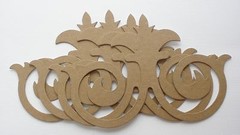 (4) CROWN SCROLL FLOURiSH – Bare Decorative Accents Chipboard Die Cuts – 5″