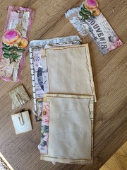 Shabbydabbydoodah Style Junk Journal Embelishment Kit With Houndstooth Pocket