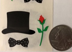 FORMAL Stickers(6pc) Mrs.Grossman’s•Blk Top Hat•Roses•Tie•Wedding•Prom•Groom•
