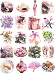 Japanese Sakura Kimono Girl Koi Fish Stickers Stationery Journal Scrapbook Craft