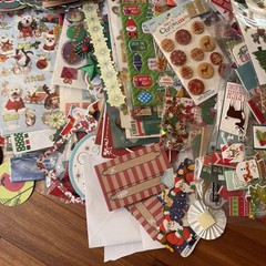 Enormous Christmas Scrapbooking Lot Stickers Buttons Crafting Thousands