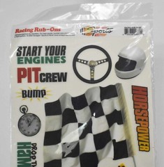 Racing Sports Rub-Ons Nascar Go-Karts Cars Auto Scrapbooking Rubons 11×7.5 sheet