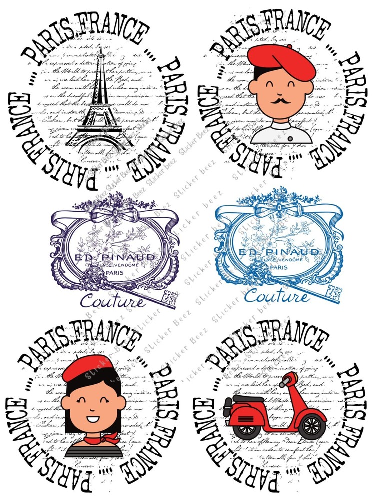 Paris France Ephemera Collage Supplies For Scrapbook Junk Journal Card Making