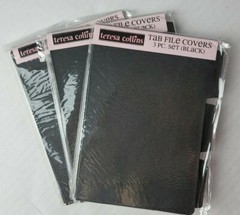 Teresa Collins Black Tab File Covers 5×7 Crafting Mini Books Heavy Chipboard 9Pc