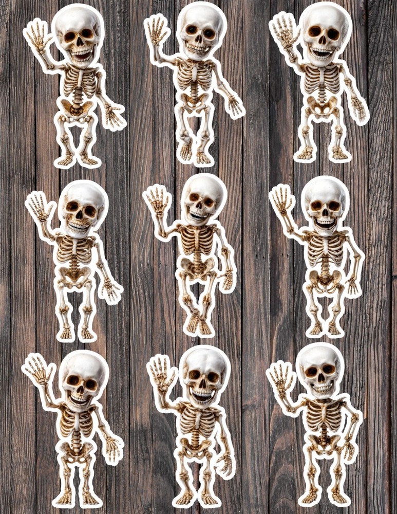 Waving Skeleton Die Cut Vinyl Stickers Scrapbooking Laptop Waterbottle