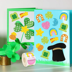 Whaline St. Patrick’s Day Stickers Roll Holographic Seal Stickers Sparkly Funny