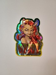 Vintage Stickers Spicy Devil Girl Prism Vending Machine Sticker VTG