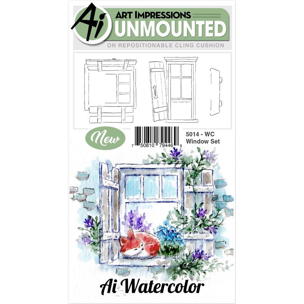 New ART IMPRESSIONS Rubber Stamp Cling Watercolor WINDOW SET free USA ship