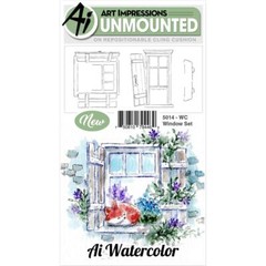 New ART IMPRESSIONS Rubber Stamp Cling Watercolor WINDOW SET free USA ship